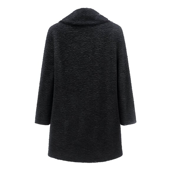 WHBM Faux Fur Coat Black w/ Hot Pink Lining - Medium - Picture 2 of 6